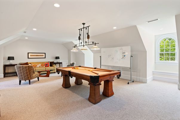 Billiard Table, Game Room, Interior, Living room, Pendant Lights, Recessed Lighting