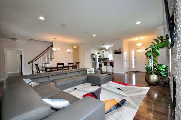 Dining room, Interior, Kitchen, Living room, Pendant Lights, Recessed Lighting, Wood Texture Flooring