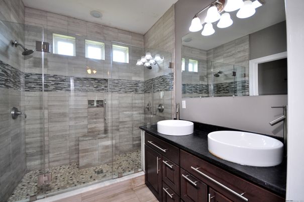 Bathroom, Dual Sink Vanities, Glass Shower, Interior