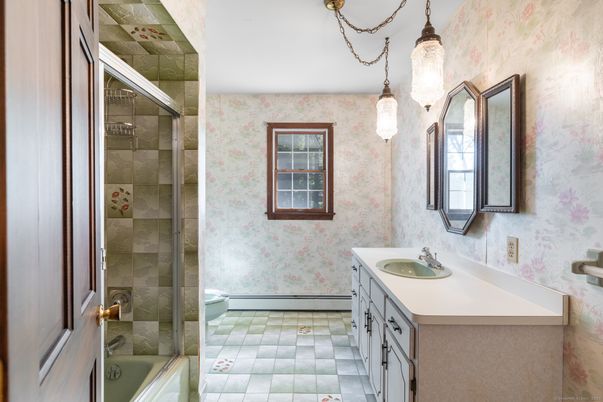 Bathroom, Dual Sink Vanities, Glass Shower, Interior, Pendant Lights
