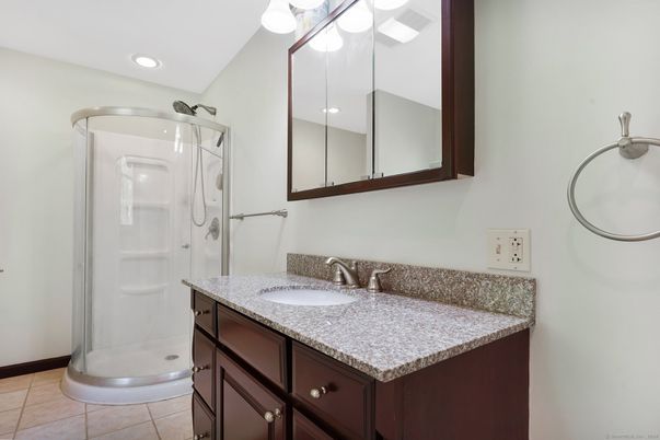 Bathroom, Glass Shower, Interior, Recessed Lighting