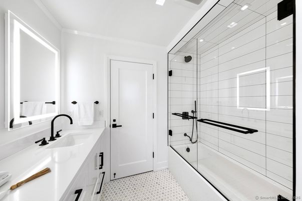 Bathroom, Glass Shower, Interior, Recessed Lighting