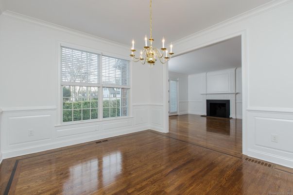 Chandelier, Empty room, Fireplace, Interior, Wood Texture Flooring