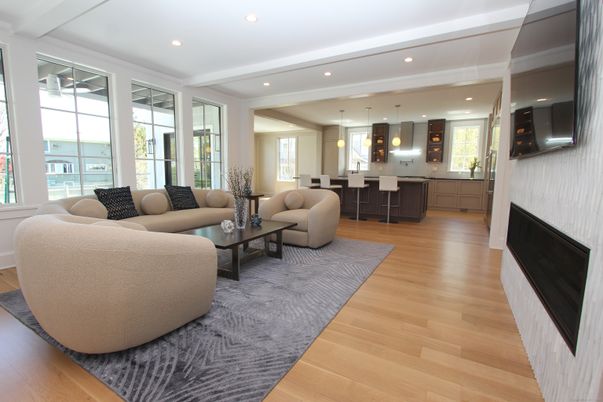Dining room, Interior, Kitchen, Living room, Pendant Lights, Recessed Lighting, Wood Texture Flooring