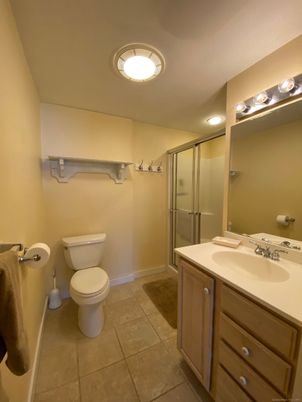 Bathroom, Glass Shower, Interior, Recessed Lighting