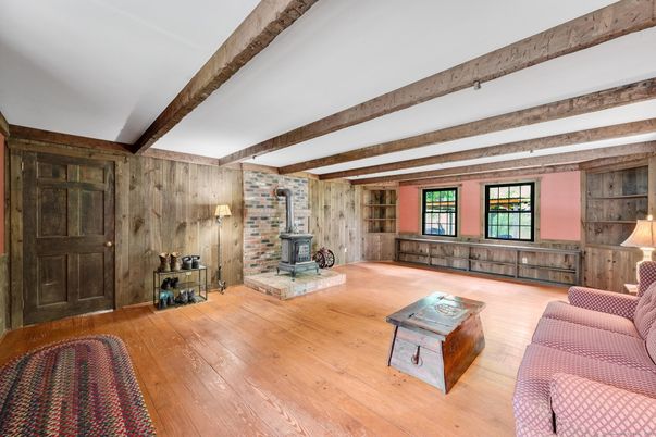 Fireplace, Interior, Living room, Stone Walls, Wooden Beams, Wood Texture Flooring, Wooden Walls