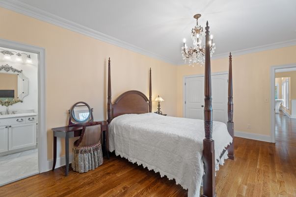 Bedroom, Chandelier, Interior, Wood Texture Flooring