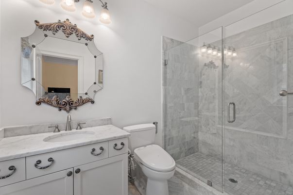 Bathroom, Glass Shower, Interior, Marble Walls