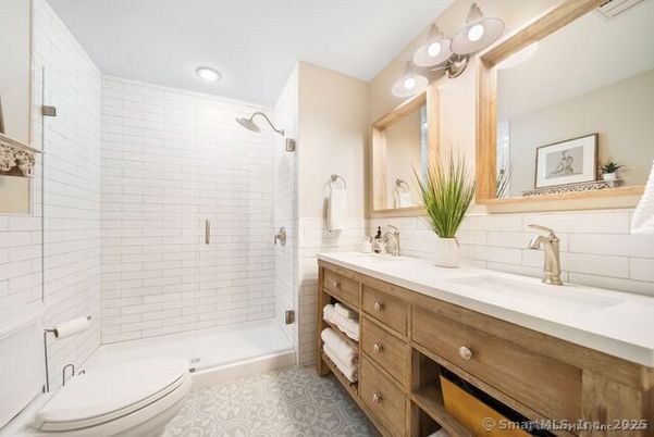 Bathroom, Dual Sink Vanities, Glass Shower, Interior, Recessed Lighting