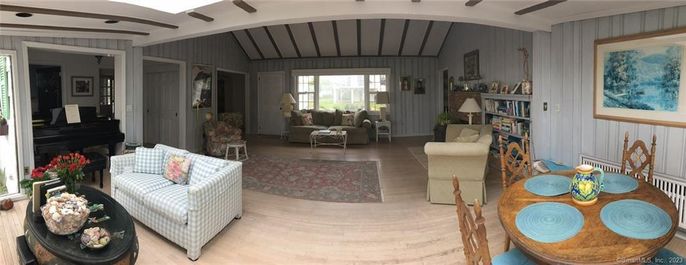 Dining room, Interior, Living room, Piano, Wooden Beams, Wood Texture Flooring