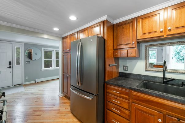 Interior, Kitchen, Recessed Lighting, Wood Texture Flooring