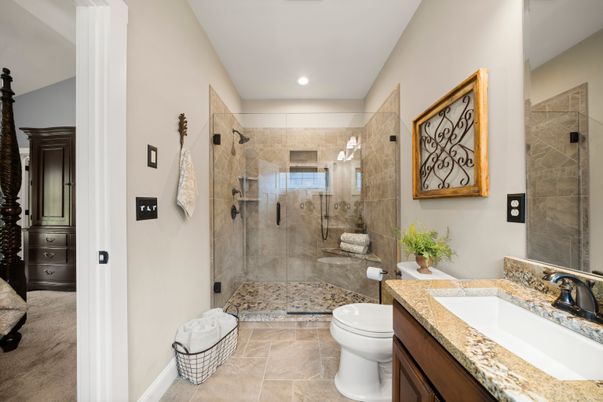 Bathroom, Glass Shower, Interior, Recessed Lighting
