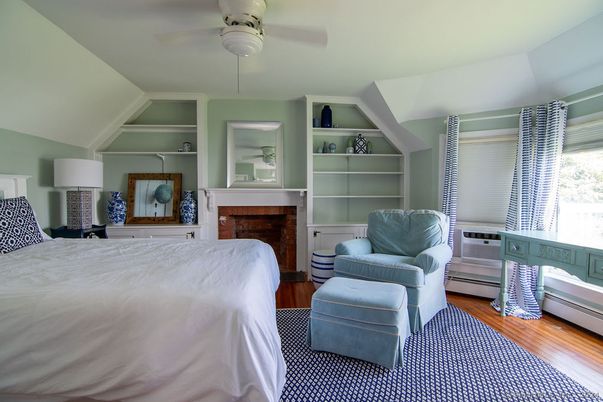 Bedroom, Fireplace, Interior, Wood Texture Flooring
