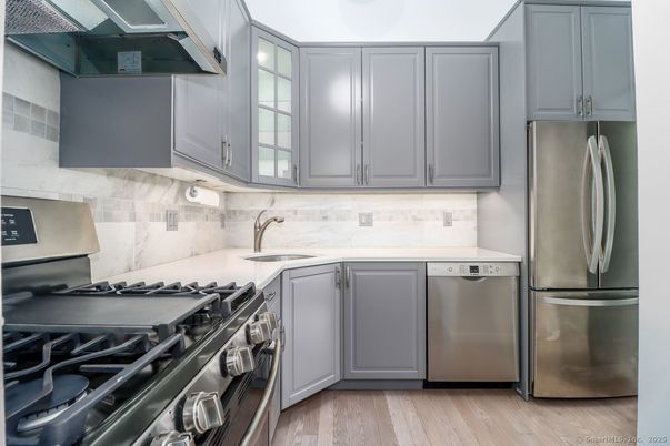 Interior, Kitchen, Stainless Steel Appliances, Wood Texture Flooring