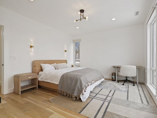Bedroom, Home Office, Interior, Recessed Lighting, Wood Texture Flooring