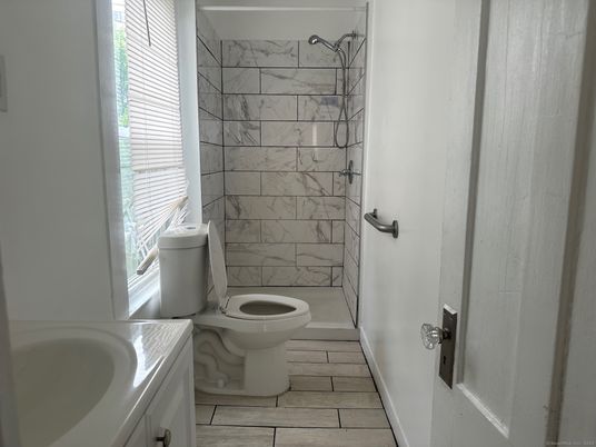 Bathroom, Interior, Marble Walls, Wood Texture Flooring