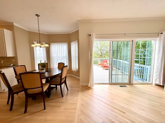 Chandelier, Dining room, Interior, Pendant Lights, Wood Texture Flooring