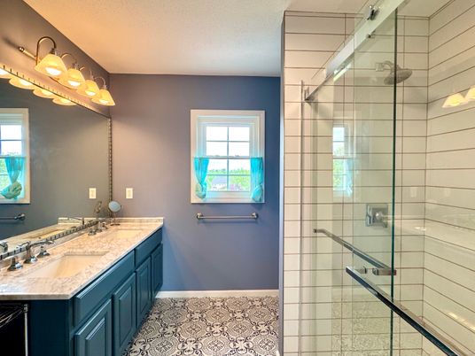 Bathroom, Dual Sink Vanities, Glass Shower, Interior