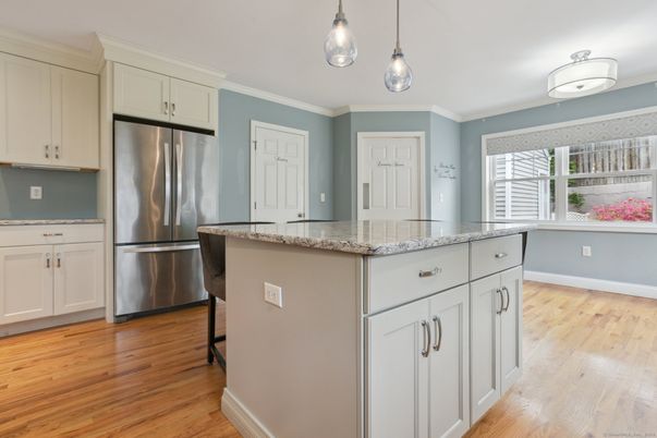 Interior, Kitchen, Pendant Lights, Stainless Steel Appliances, Wood Texture Flooring