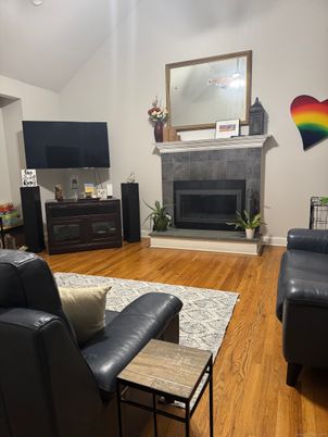 Fireplace, Interior, Living room, Wood Texture Flooring