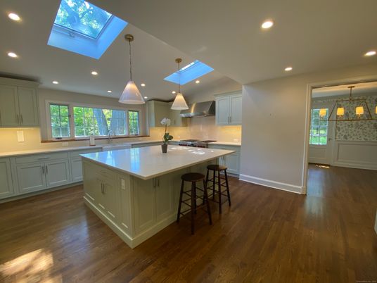Interior, Kitchen, Pendant Lights, Recessed Lighting, Wood Texture Flooring