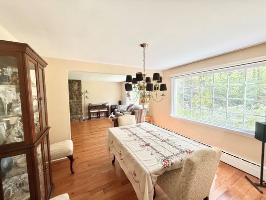 Chandelier, Dining room, Interior, Wood Texture Flooring