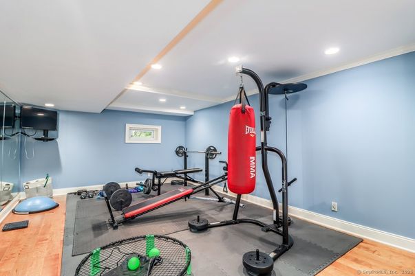Fitness Equipment, Interior, Recessed Lighting, Wood Texture Flooring
