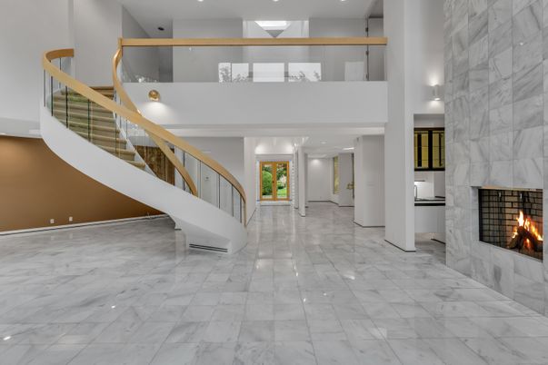 Fireplace, Interior, Marble, Recessed Lighting