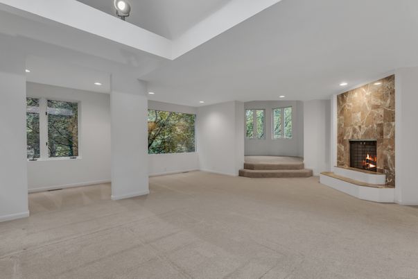 Empty room, Fireplace, Interior, Recessed Lighting