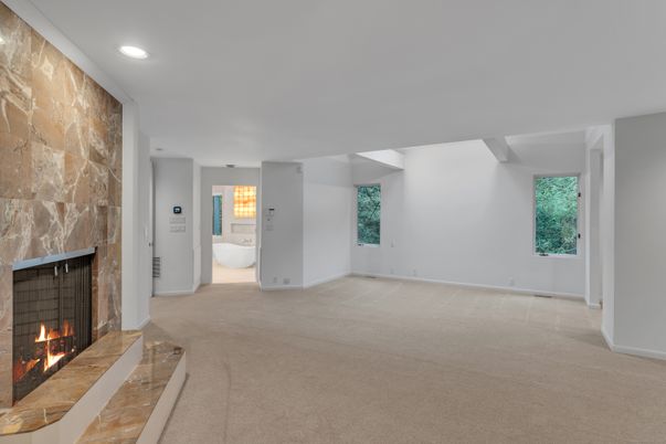 Empty room, Fireplace, Interior, Recessed Lighting