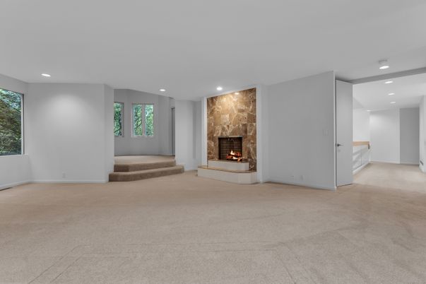 Empty room, Fireplace, Interior, Recessed Lighting