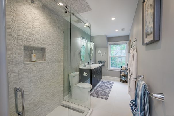 Bathroom, Glass Shower, Interior, Recessed Lighting