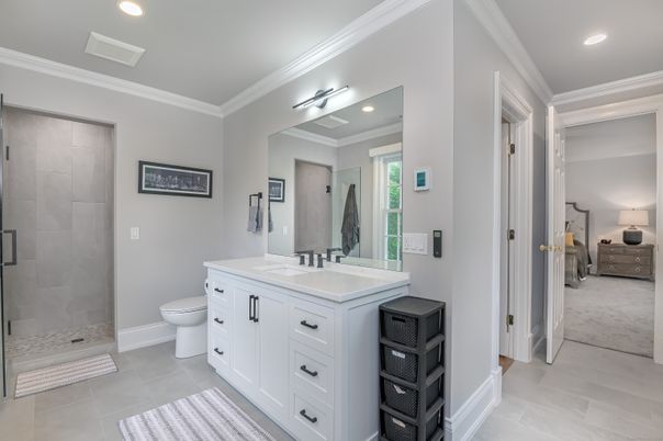 Bathroom, Glass Shower, Interior, Recessed Lighting