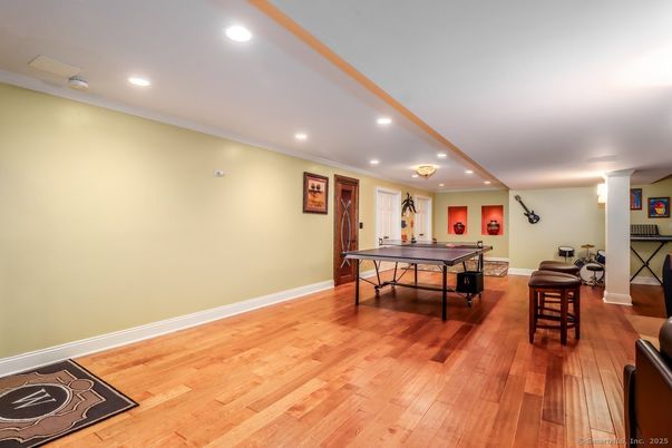 Game Room, Interior, Recessed Lighting, Wood Texture Flooring