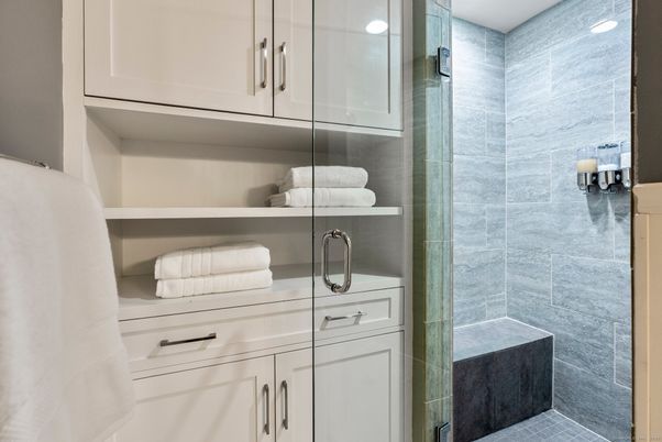 Bathroom, Glass Shower, Interior, Recessed Lighting