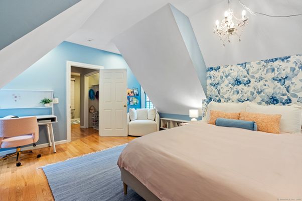 Bedroom, Chandelier, Interior, Wood Texture Flooring