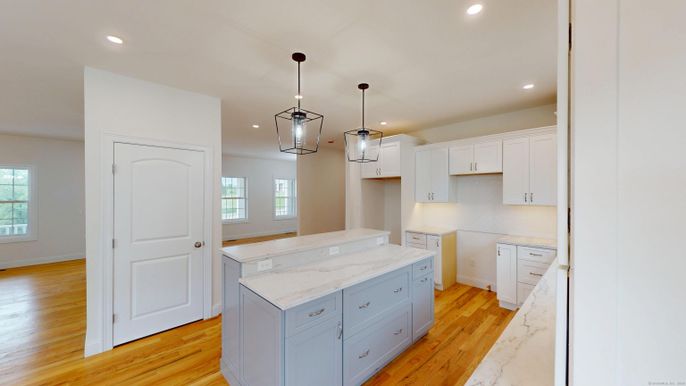 Interior, Kitchen, Pendant Lights, Recessed Lighting, Wood Texture Flooring