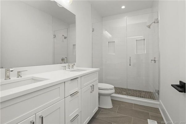 Bathroom, Dual Sink Vanities, Glass Shower, Interior, Recessed Lighting