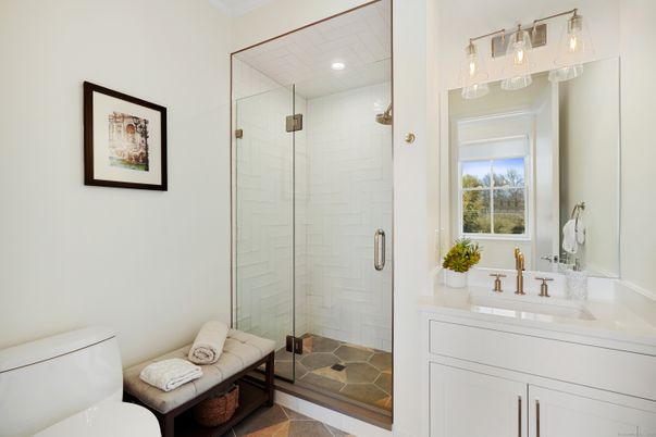 Bathroom, Glass Shower, Interior, Recessed Lighting