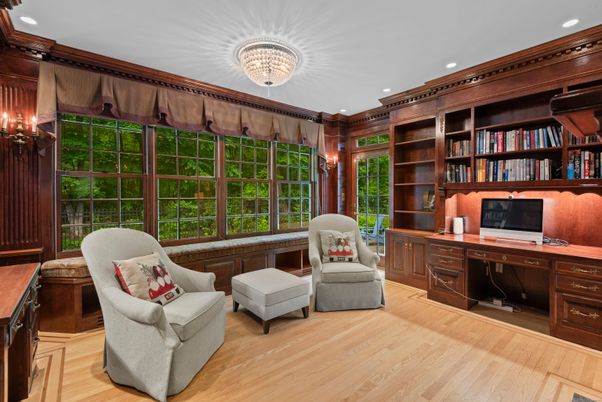 Home Office, Interior, Recessed Lighting, Wood Texture Flooring