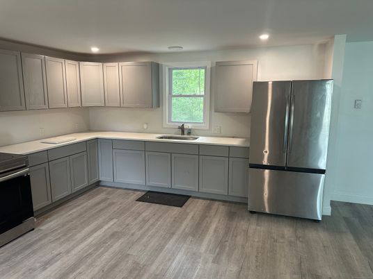Interior, Kitchen, Recessed Lighting, Wood Texture Flooring