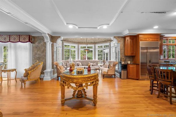 Interior, Kitchen, Living room, Recessed Lighting, Stainless Steel Appliances, Wood Texture Flooring