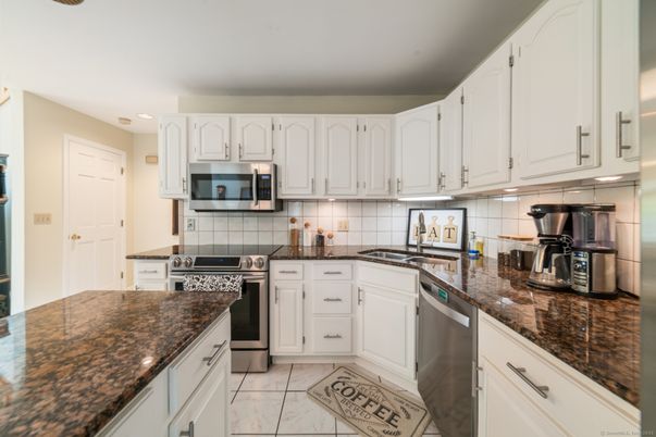 Interior, Kitchen, Marble, Recessed Lighting, Stainless Steel Appliances