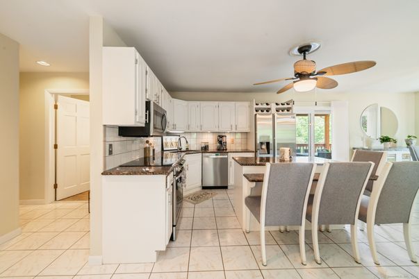 Interior, Kitchen, Marble, Recessed Lighting, Stainless Steel Appliances