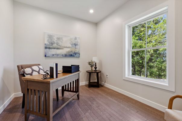Home Office, Interior, Recessed Lighting, Wood Texture Flooring