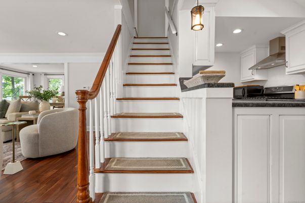 Interior, Kitchen, Pendant Lights, Recessed Lighting, Wood Texture Flooring