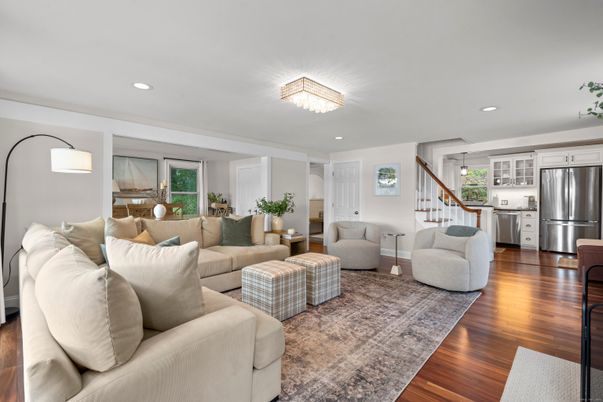 Interior, Kitchen, Living room, Recessed Lighting, Stainless Steel Appliances, Wood Texture Flooring