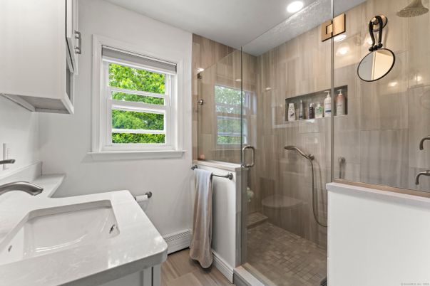 Bathroom, Dual Sink Vanities, Glass Shower, Interior, Recessed Lighting