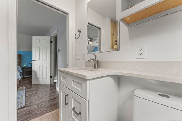 Bathroom, Interior, Washer, Wood Texture Flooring