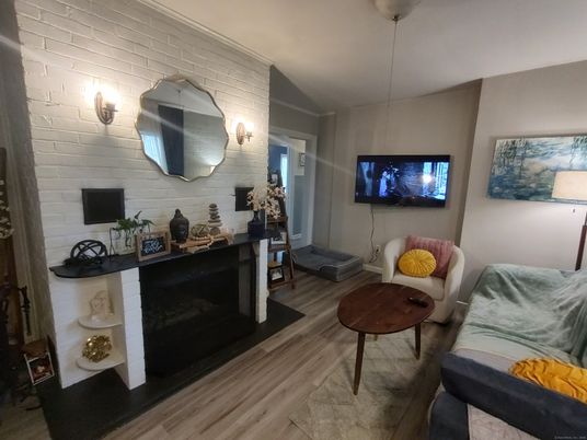 Interior, Living room, Stone Walls, Wood Texture Flooring
